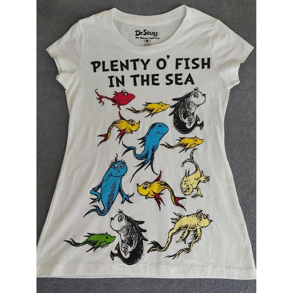 Dr. Seuss Plenty O' Fish In The Sea Graphic T-Shirt Women's Size M White